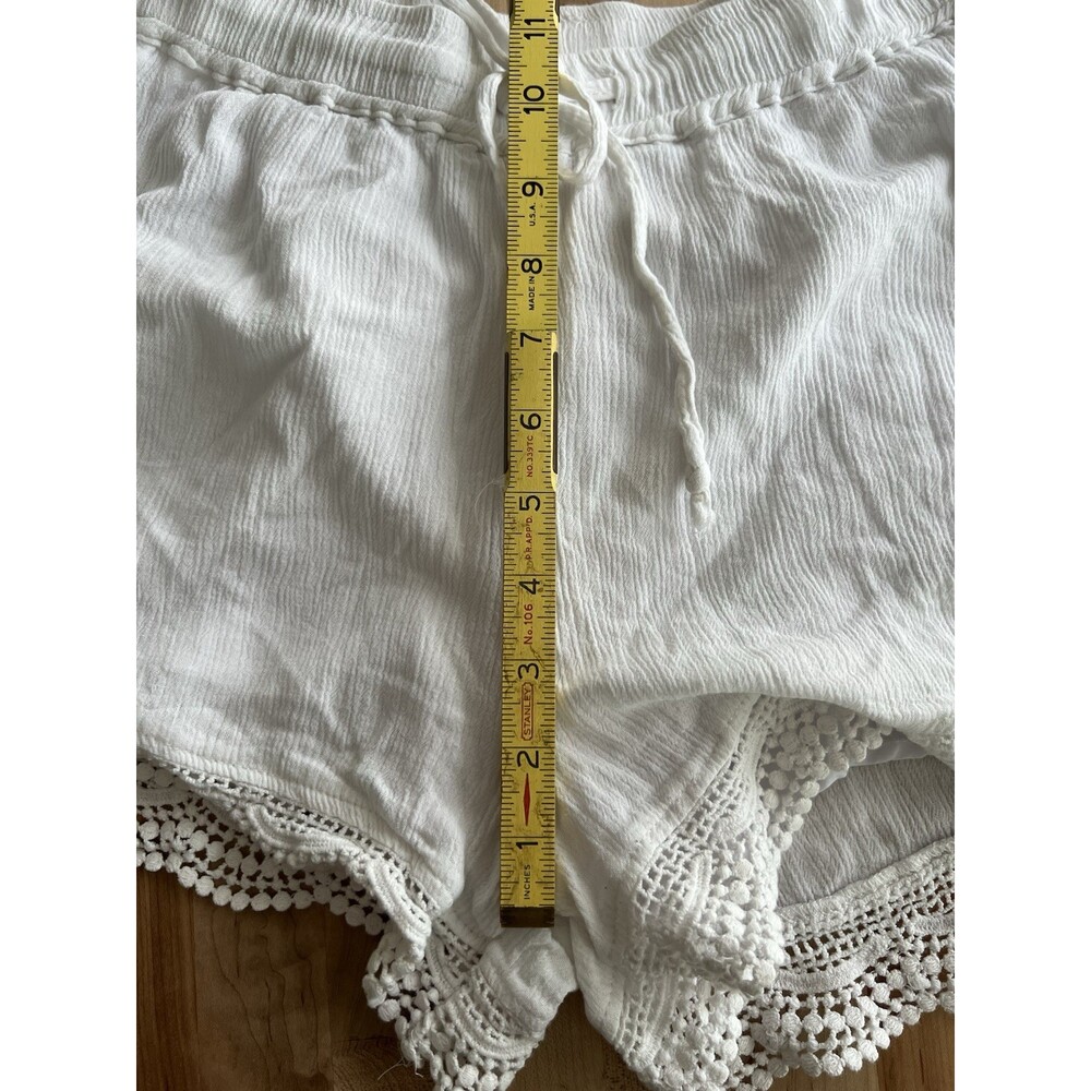 Women’s Casual Drawstring Shorts Lace Trim Lined Lightweight Beachy White M - Picture 5 of 10